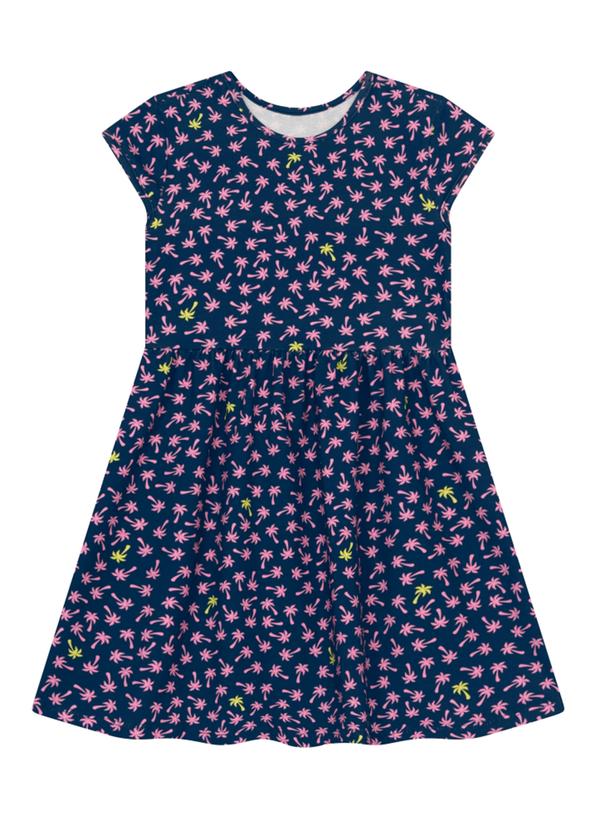 Vestido Infantil Menina Florido Azul