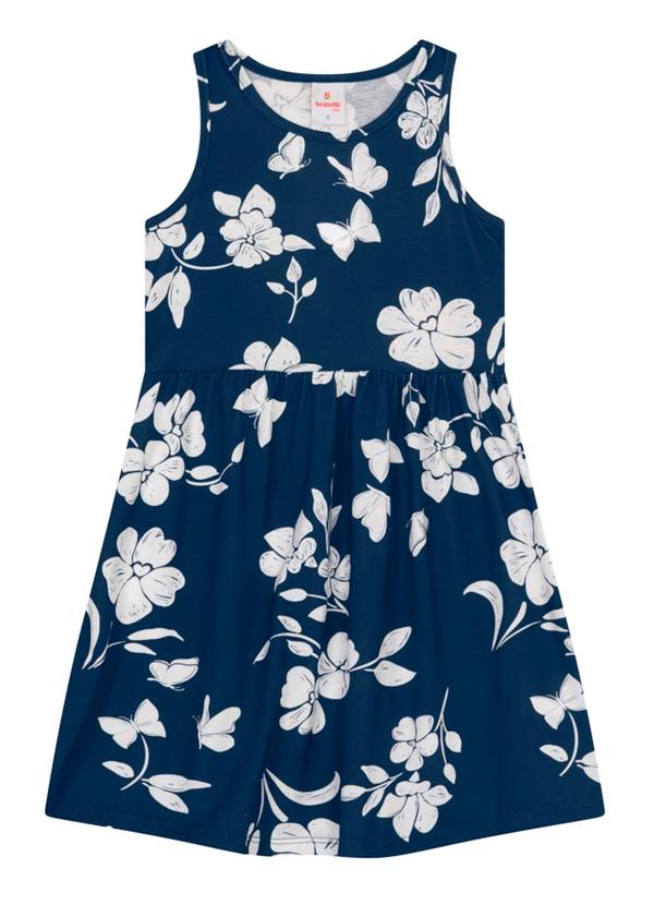 Vestido Infantil Menina Florido Azul