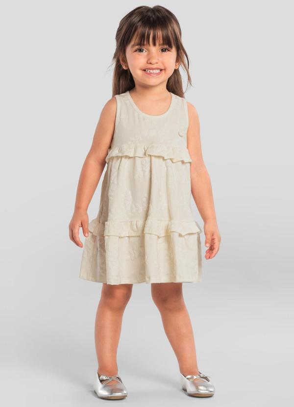 Vestido Infantil Menina Florido Bege