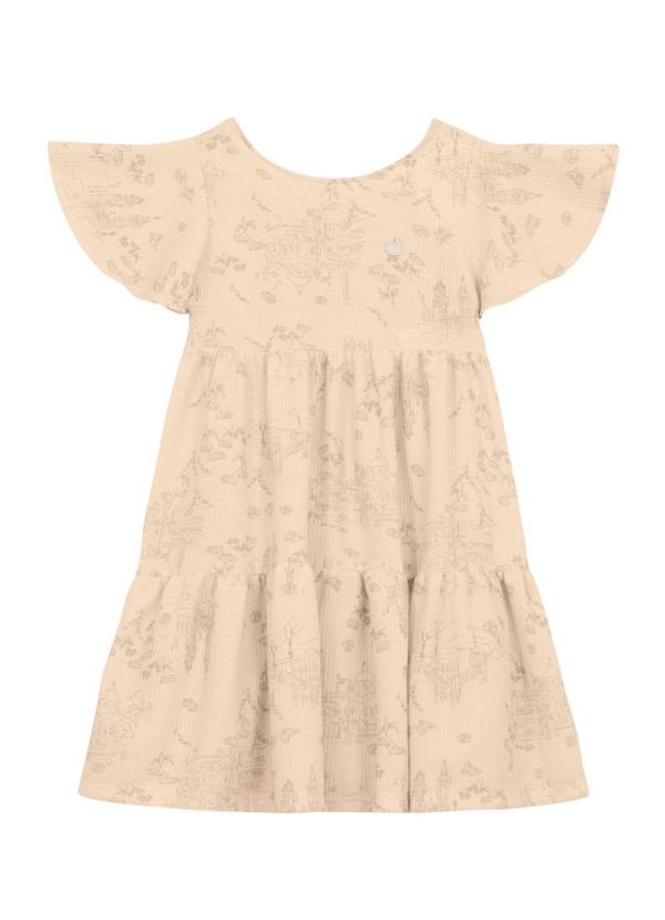 Vista 2 Vestido Infantil Menina Florido Bege Brandili Mundi Brandili Mundi