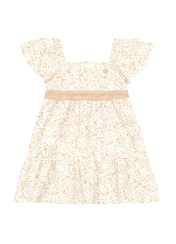Vestido Infantil Menina Florido Delicado Natural
