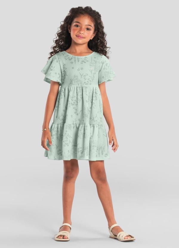 Vista 2 Vestido Infantil Menina Florido Verde Brandili Mundi Brandili Mundi