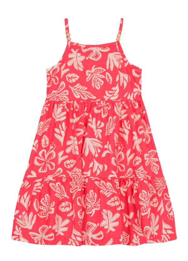 Vista 2 Vestido Infantil Menina Florido Vermelho Brandili Brandili