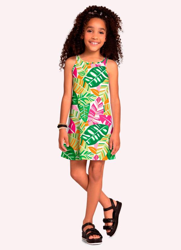 Vestido Infantil Menina Folhagem Branco