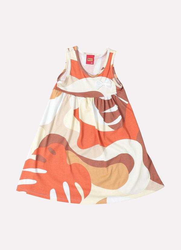 Vista 2 Vestido Infantil Menina Folhagem Laranja Kyly Kyly