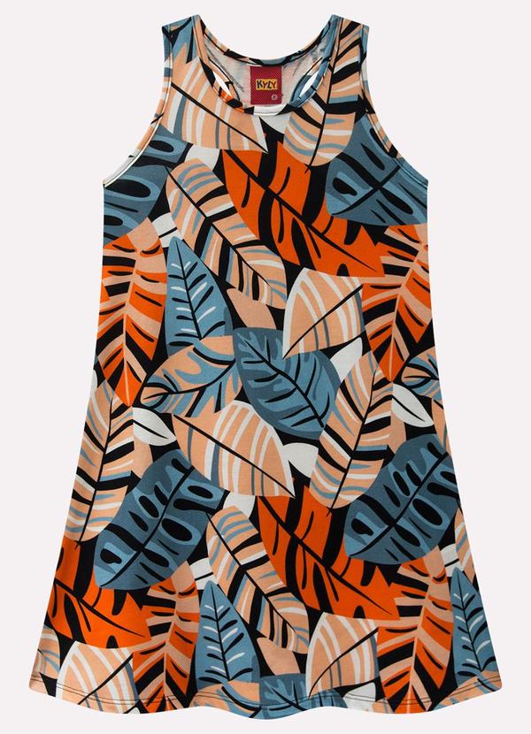 Vestido Infantil Menina Folhagem Preto