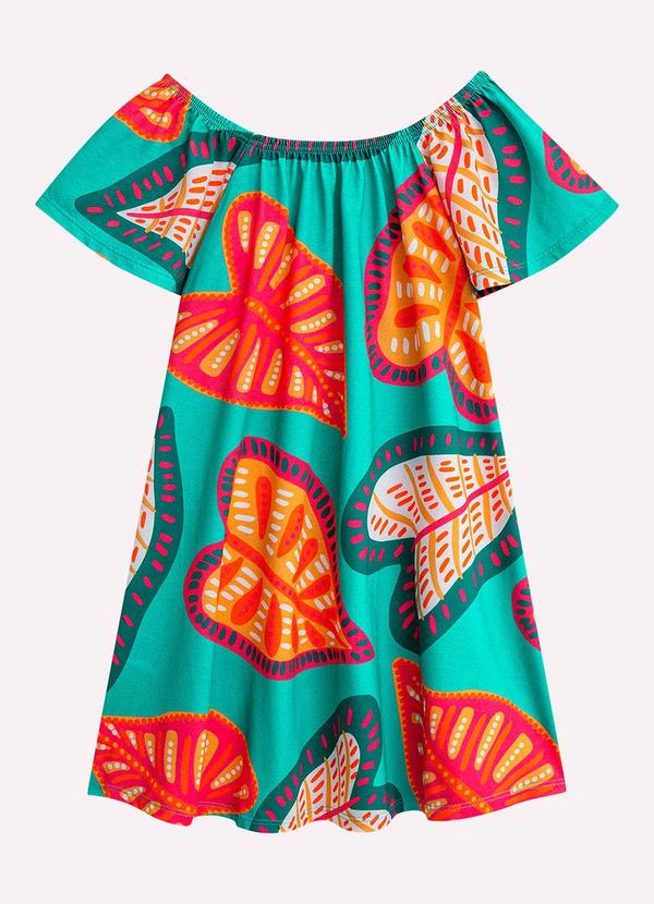 Vestido Infantil Menina Folhagem Verde