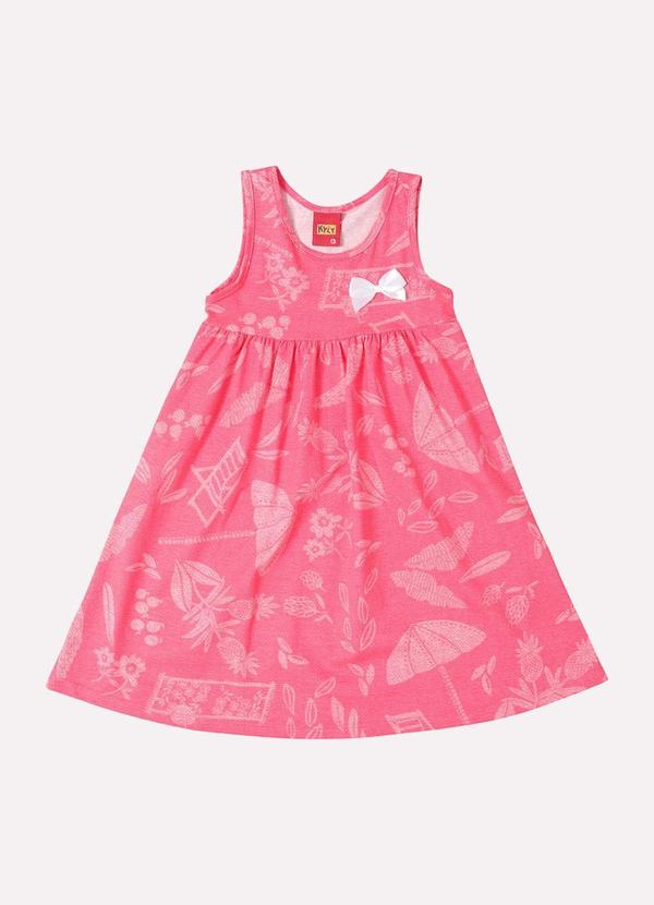 Vista 2 Vestido Infantil Menina Folhagem Vermelho Kyly Kyly