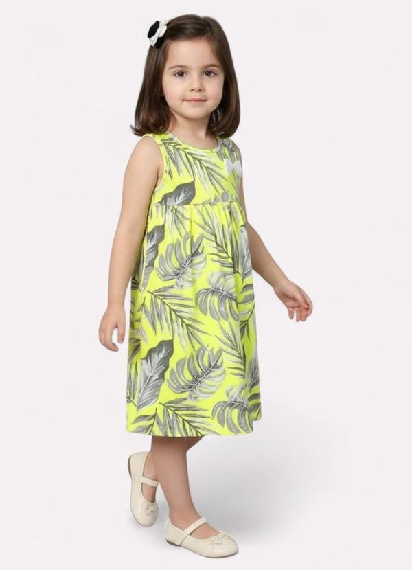 Vista 2 Vestido Infantil Menina Folhagens Verde Kyly Kyly