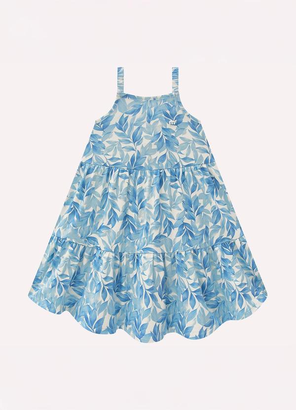 Vestido Infantil Menina Folhas Milon Azul