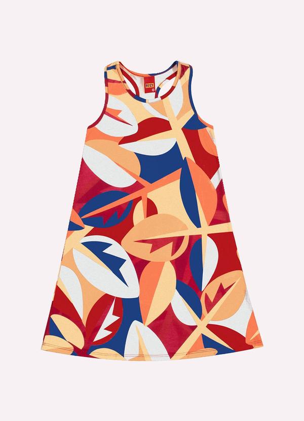 Vista 2 Vestido Infantil Menina Folhas Vermelho Kyly Kyly