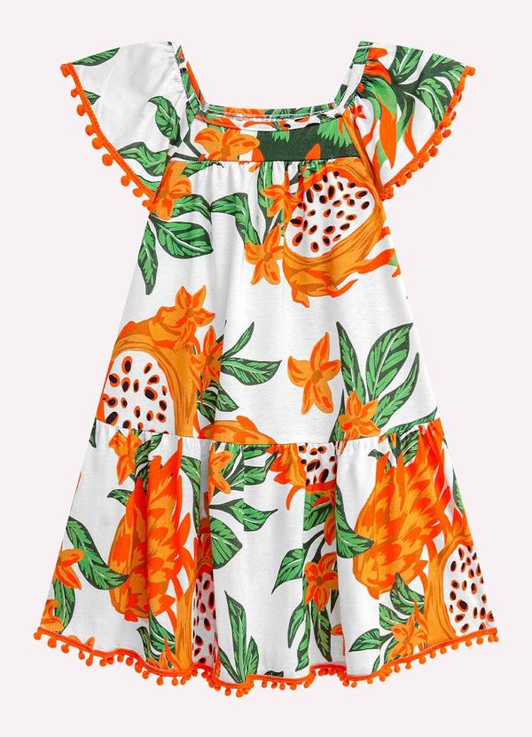 Vestido Infantil Menina Fruta Branco