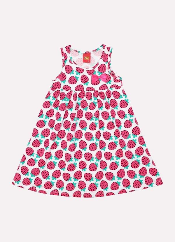 Vista 2 Vestido Infantil Menina Frutas Branco Kyly Kyly