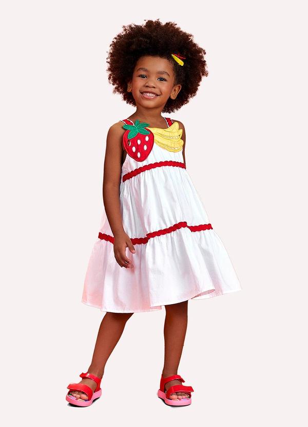 Vestido Infantil Menina Frutas Branco