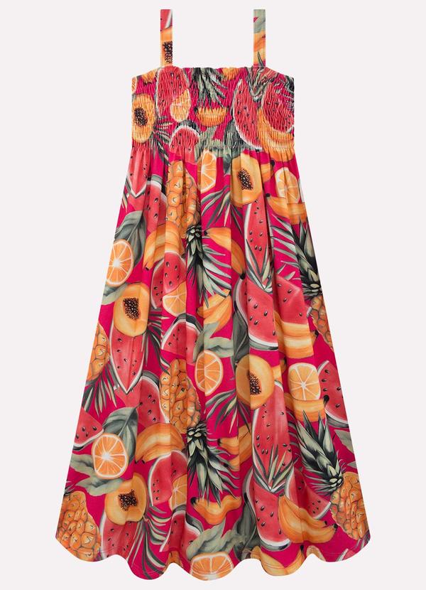 Vestido Infantil Menina Frutas Rosa