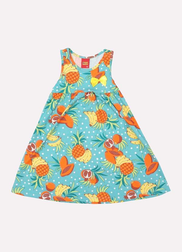 Vista 2 Vestido Infantil Menina Frutas Verde Kyly Kyly