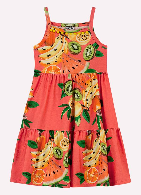 Vestido Infantil Menina Frutas Vermelho