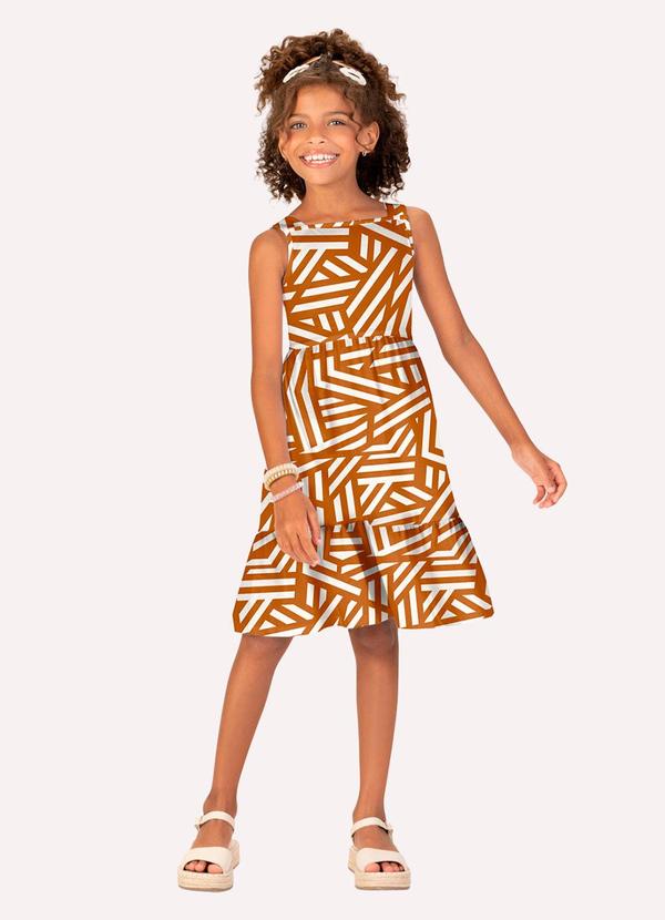 Vestido Infantil Menina Geométrica Amarelo