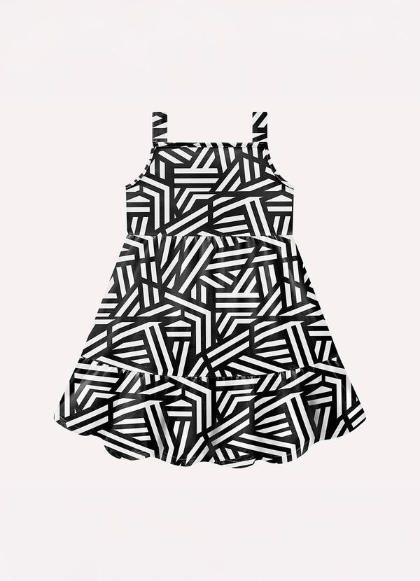 Vestido Infantil Menina Geométrica Preto