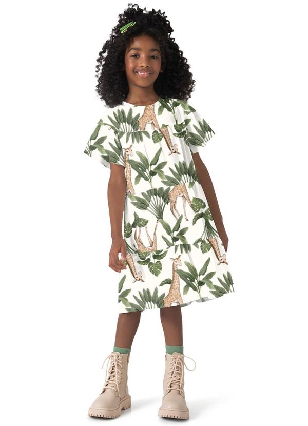 Vista 2 Vestido Infantil Menina Girafa Off White Nanai Nanai