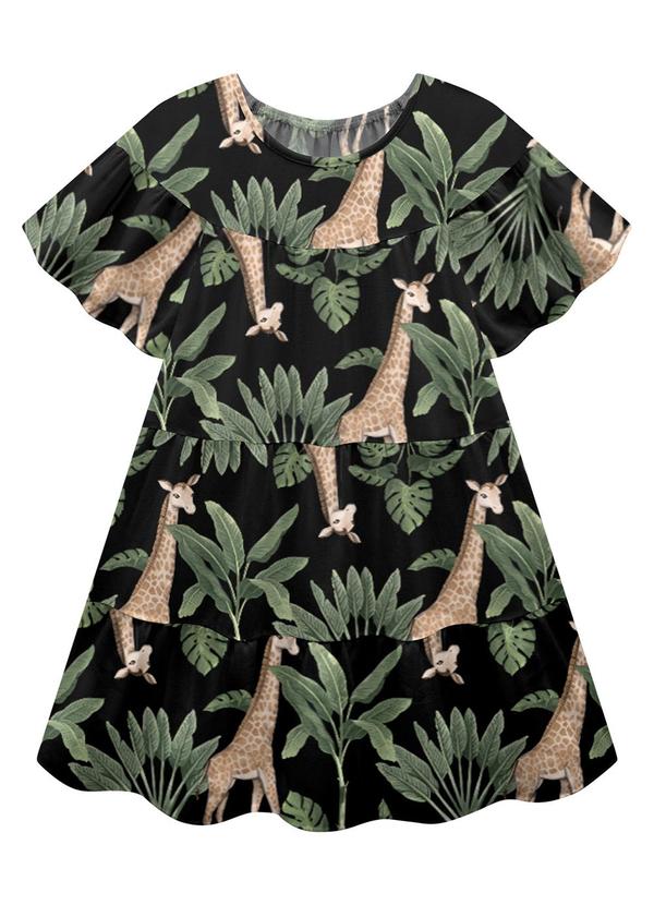 Vista 2 Vestido Infantil Menina Girafa Preto Nanai Nanai