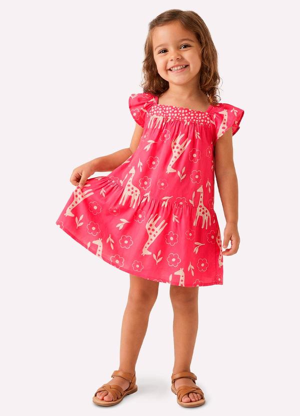 Vestido Infantil Menina Girafas Vermelho