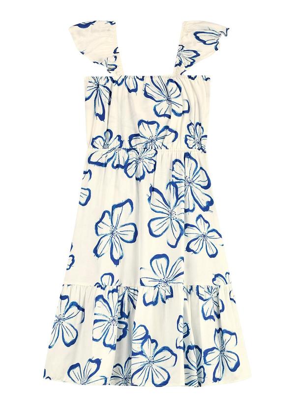 Vestido Infantil Menina Hibiscos Bege