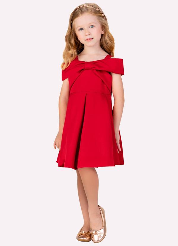 Vestido Infantil Menina Laço Milon Vermelho