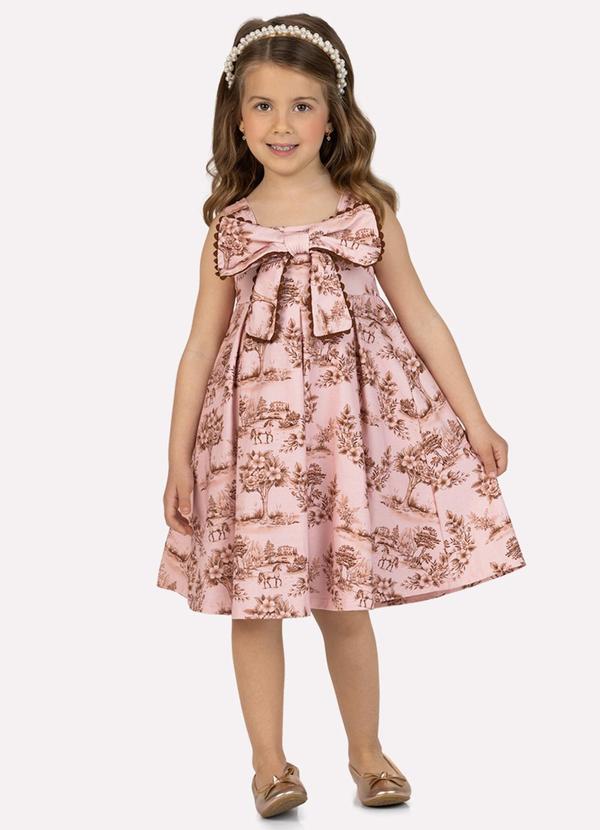 Vestido Infantil Menina Laço Rosa