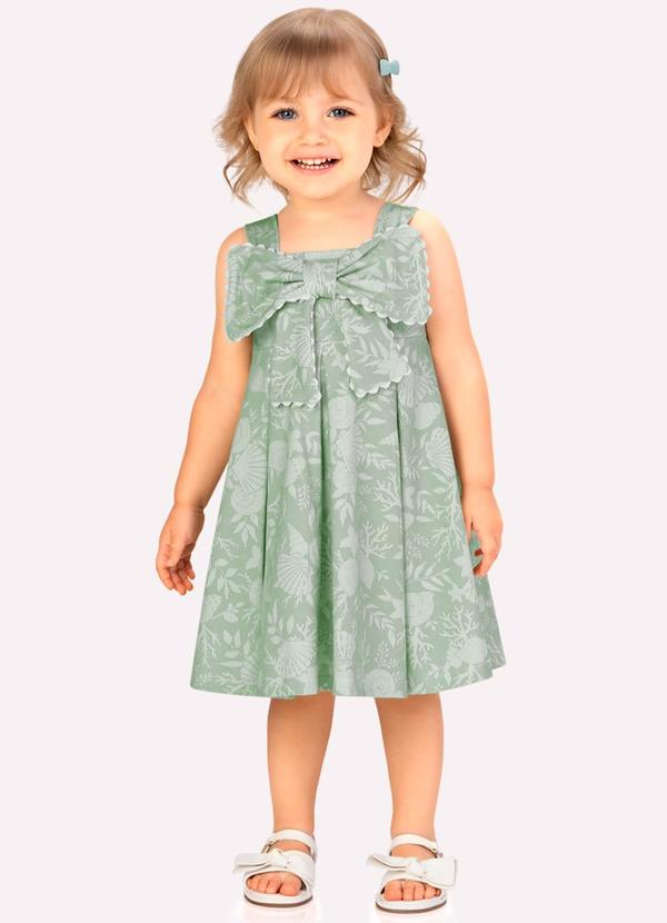 Vestido Infantil Menina Laço Verde