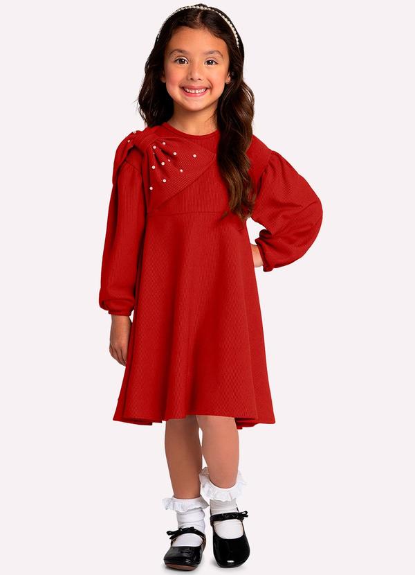 Vestido Infantil Menina Laço Vermelho