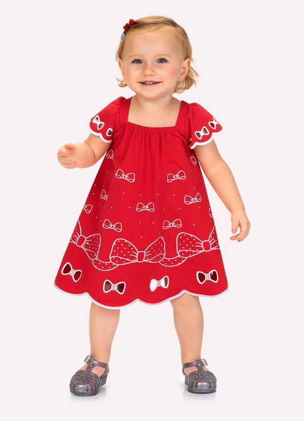 Vestido Infantil Menina Laços Vermelho