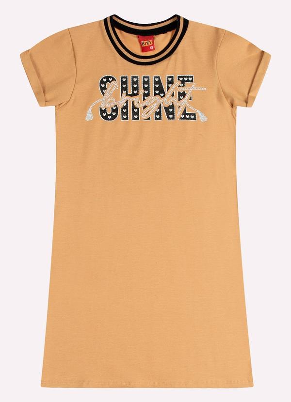 Vestido Infantil Menina Lettering Marrom