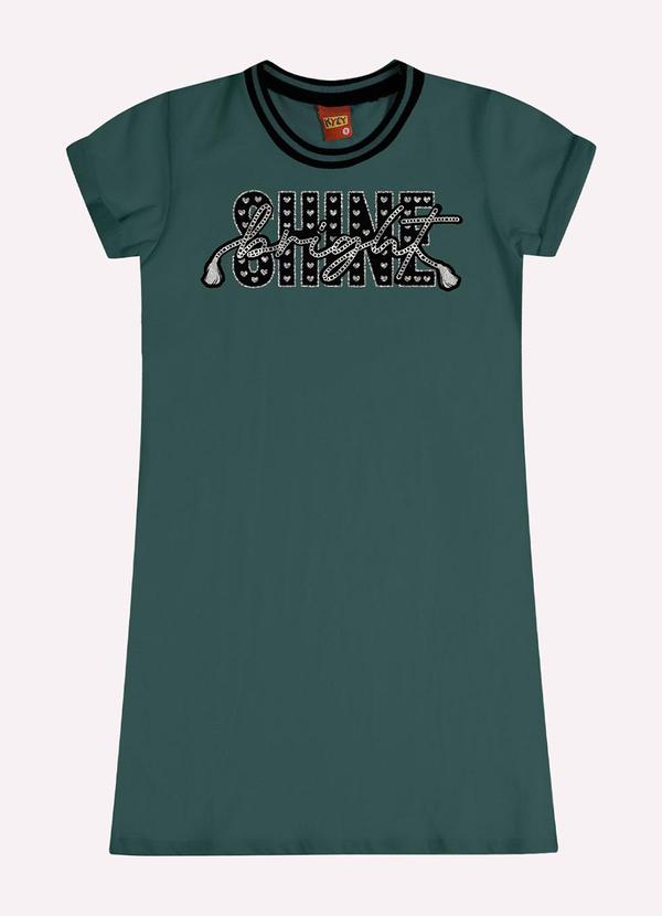 Vestido Infantil Menina Lettering Verde