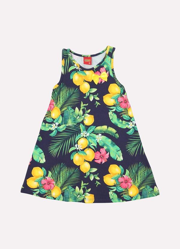 Vista 2 Vestido Infantil Menina Limão Azul Marinho