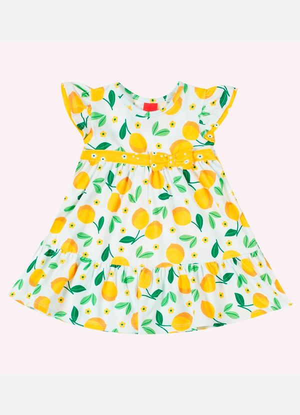 Vestido Infantil Menina Limões Branco