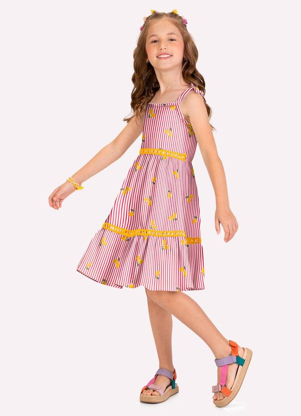 Vestido Infantil Menina Limões Rosa