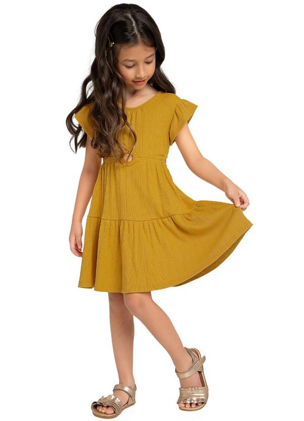 Vestido Infantil Menina Liso Amarelo