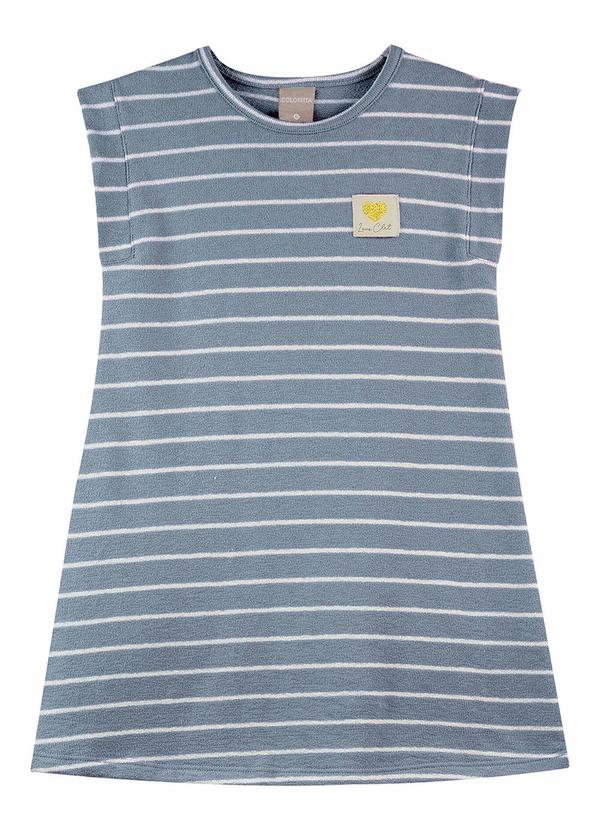 Vista 2 Vestido Infantil Menina Listrado Azul Colorittá Colorittá