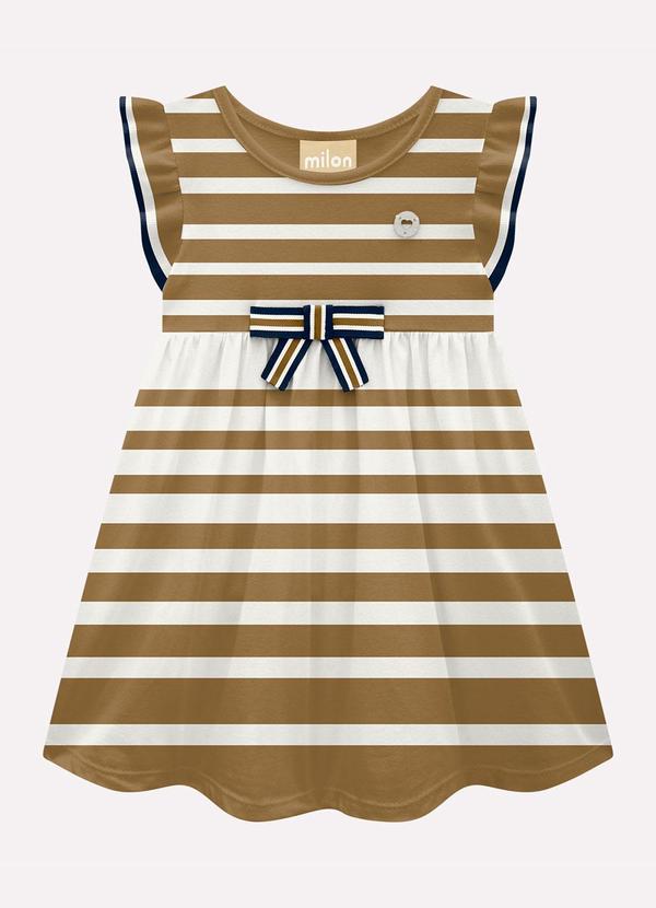 Vestido Infantil Menina Listrado Marrom