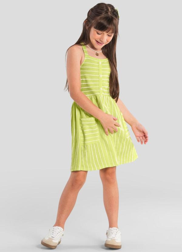 Vestido Infantil Menina Listrado Verde