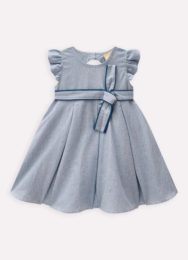 Vestido Infantil Menina Listras Azul