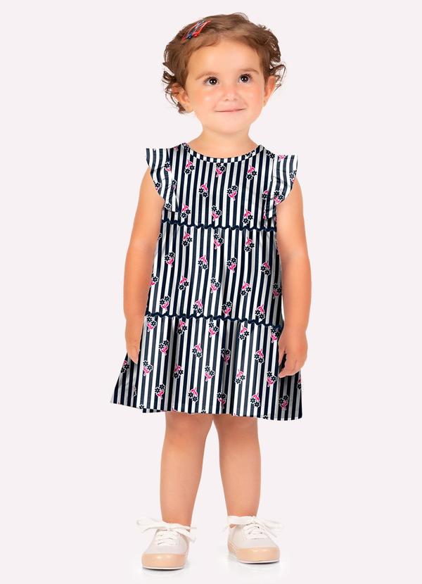 Vestido Infantil Menina Listras Azul