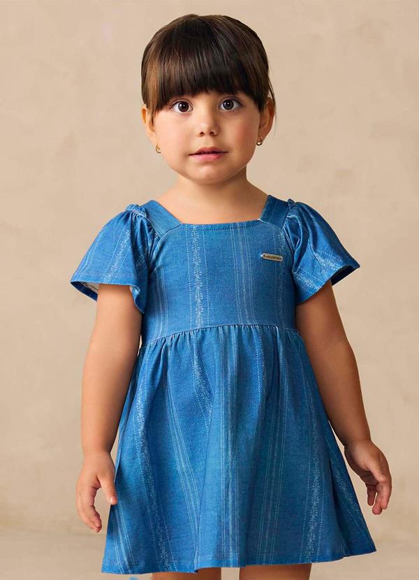 Vestido Infantil Menina Listras Cotton Azul