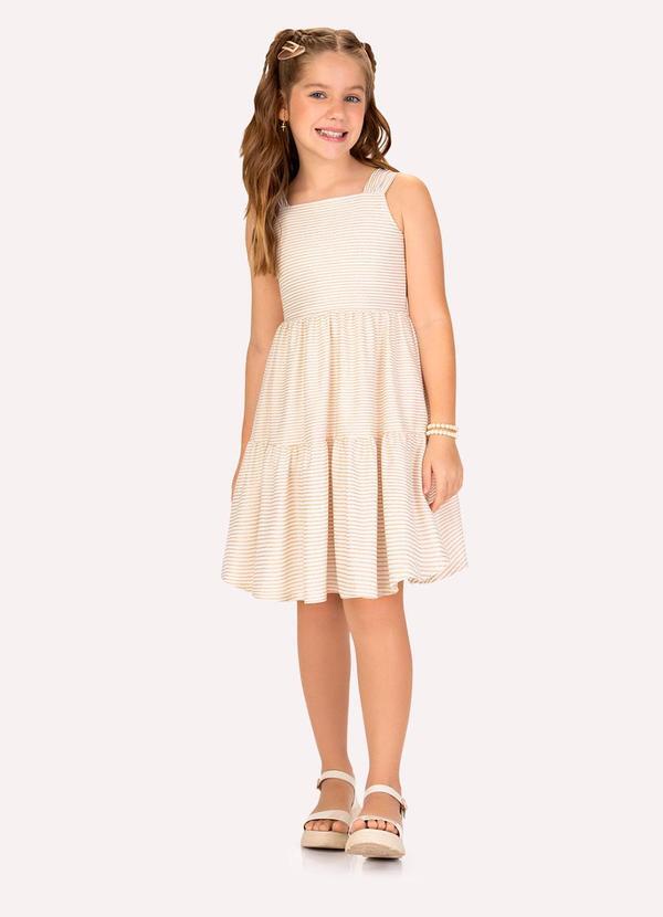 Vestido Infantil Menina Listras Off White