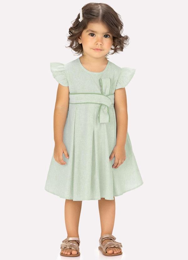 Vestido Infantil Menina Listras Verde