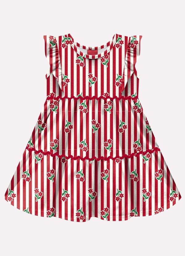 Vestido Infantil Menina Listras Vermelho