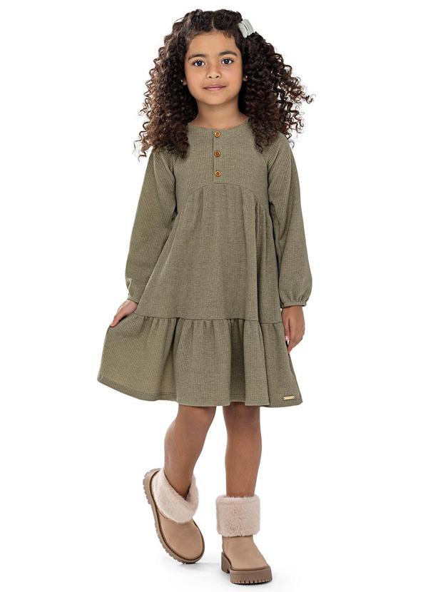 Vestido Infantil Menina Malha Tricô Verde