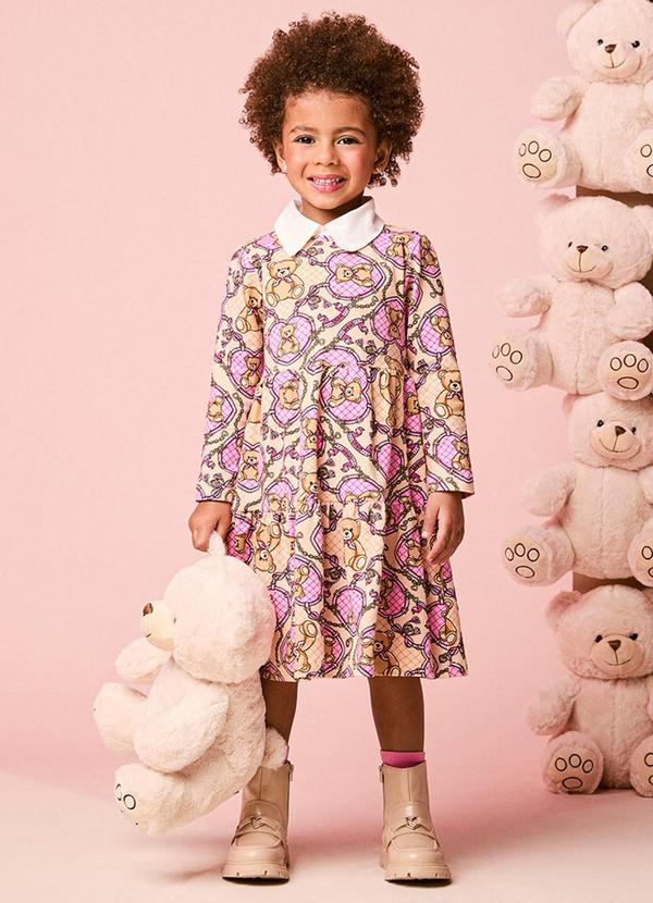 Vestido Infantil Menina Manga Longa de Ursinha Cow