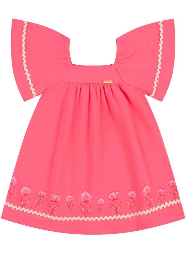 Vestido Infantil Menina Mangas Amplas Rosa